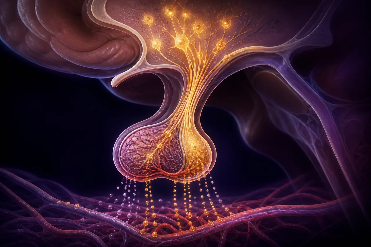 Scientific illustration for Tesamorelin: Molecular Characterization, Growth Hormone Axis Modulation, and Metabolic Research